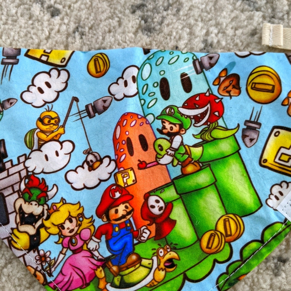 Super Mario Bros Reversible Tie On Pet Bandana